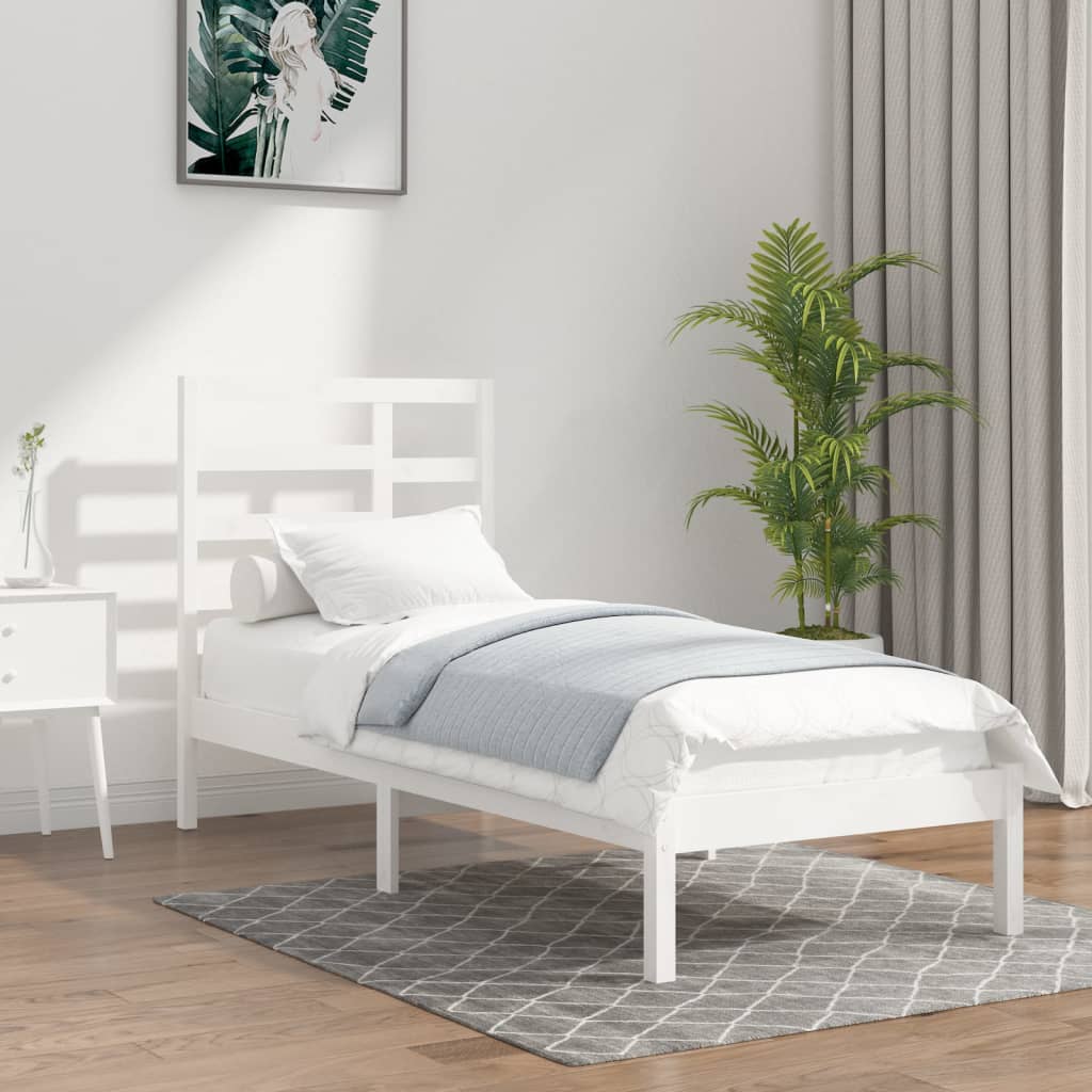 Bedframe Massief Hout Wit 90X200 Cm