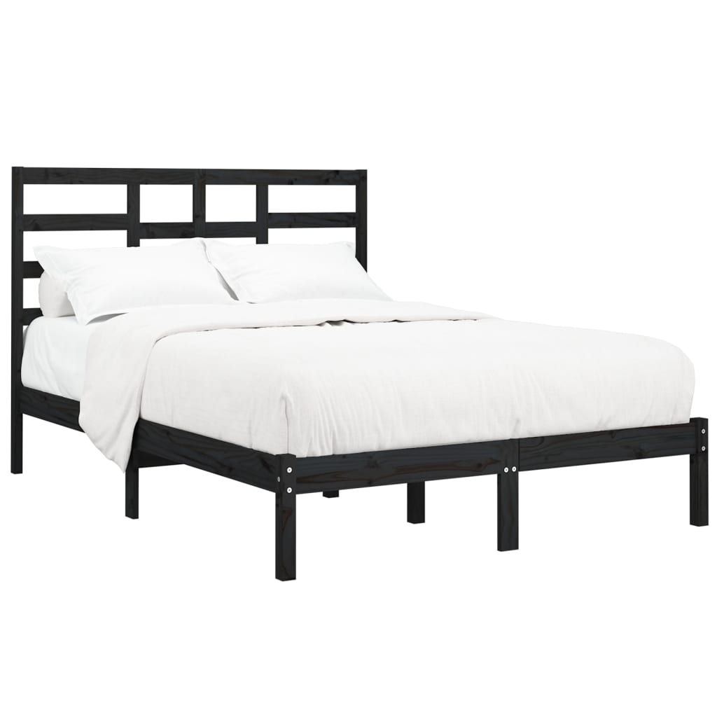 Bedframe Massief Hout Zwart 120X200 Cm