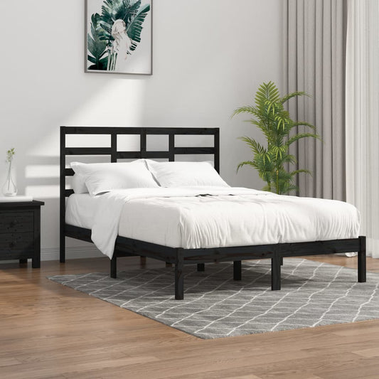 Bedframe Massief Hout Zwart 120X200 Cm