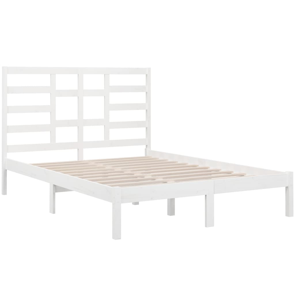 Bedframe Massief Hout Wit 150X200 Cm 5Ft King Size