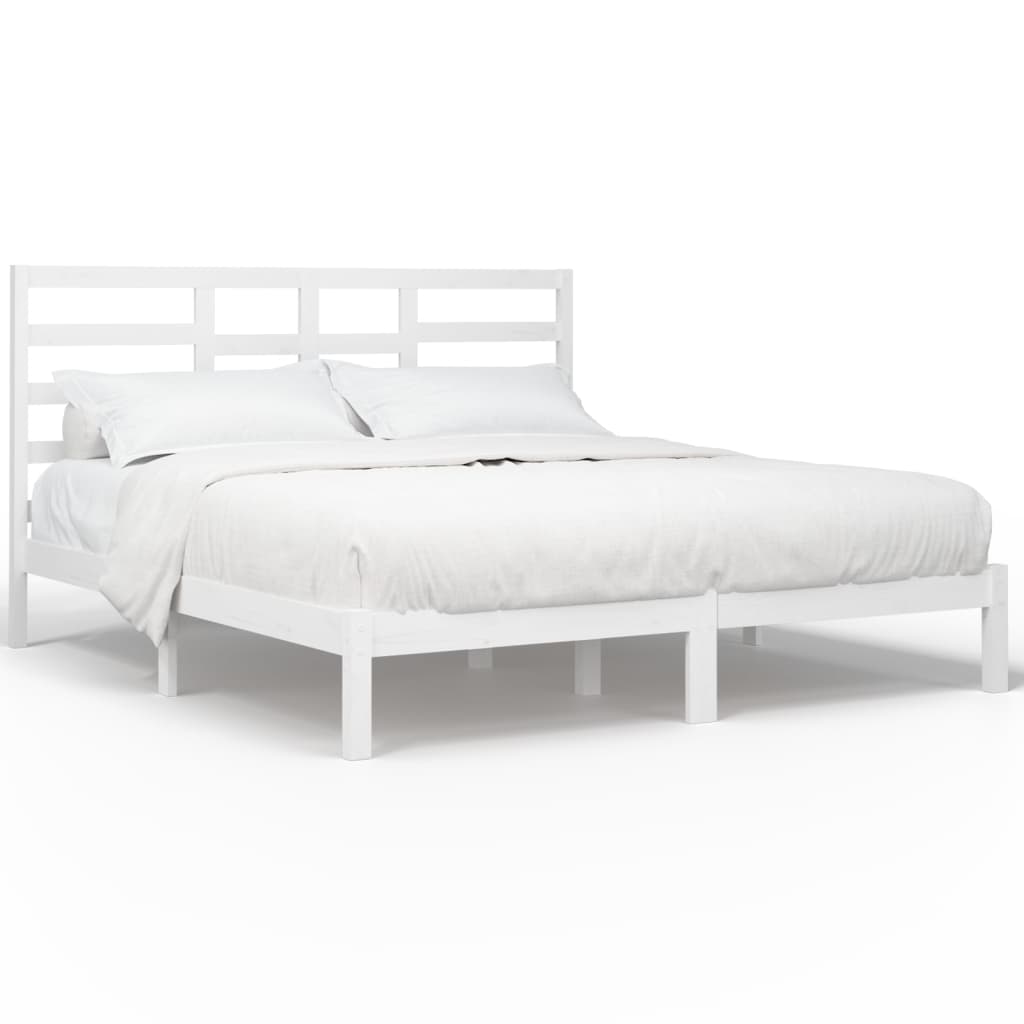 Bedframe Massief Hout Wit 180X200 Cm 6Ft Super King