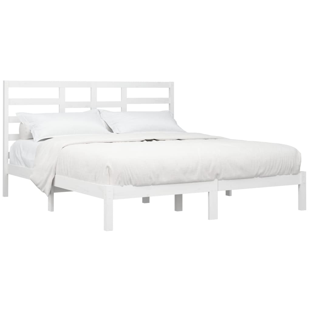Bedframe Massief Hout Wit 180X200 Cm 6Ft Super King