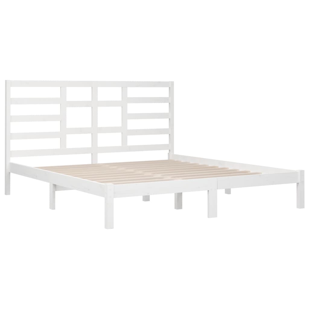 Bedframe Massief Hout Wit 180X200 Cm 6Ft Super King