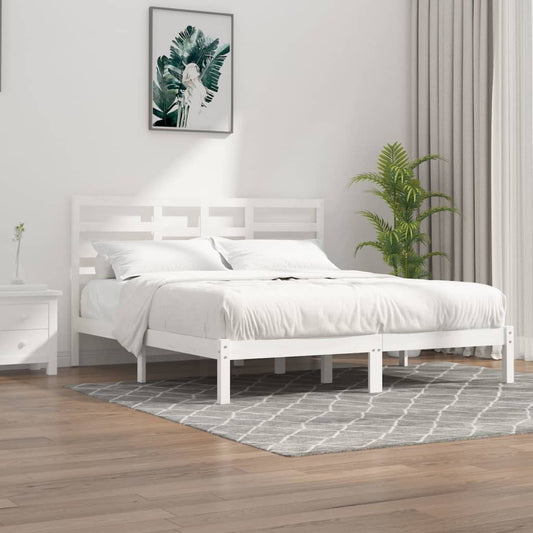 Bedframe Massief Hout Wit 180X200 Cm 6Ft Super King