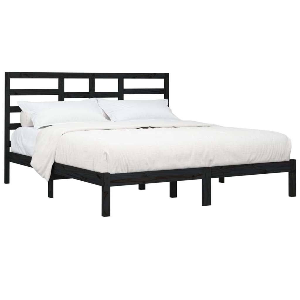 Bedframe Massief Hout Zwart 180X200 Cm 6Ft Super King