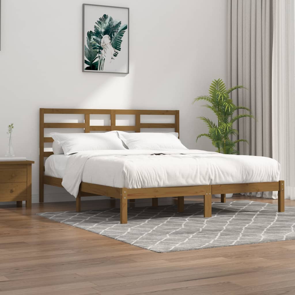 Bedframe Massief Hout Honingbruin 200X200 Cm