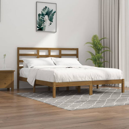 Bedframe Massief Hout Honingbruin 200X200 Cm