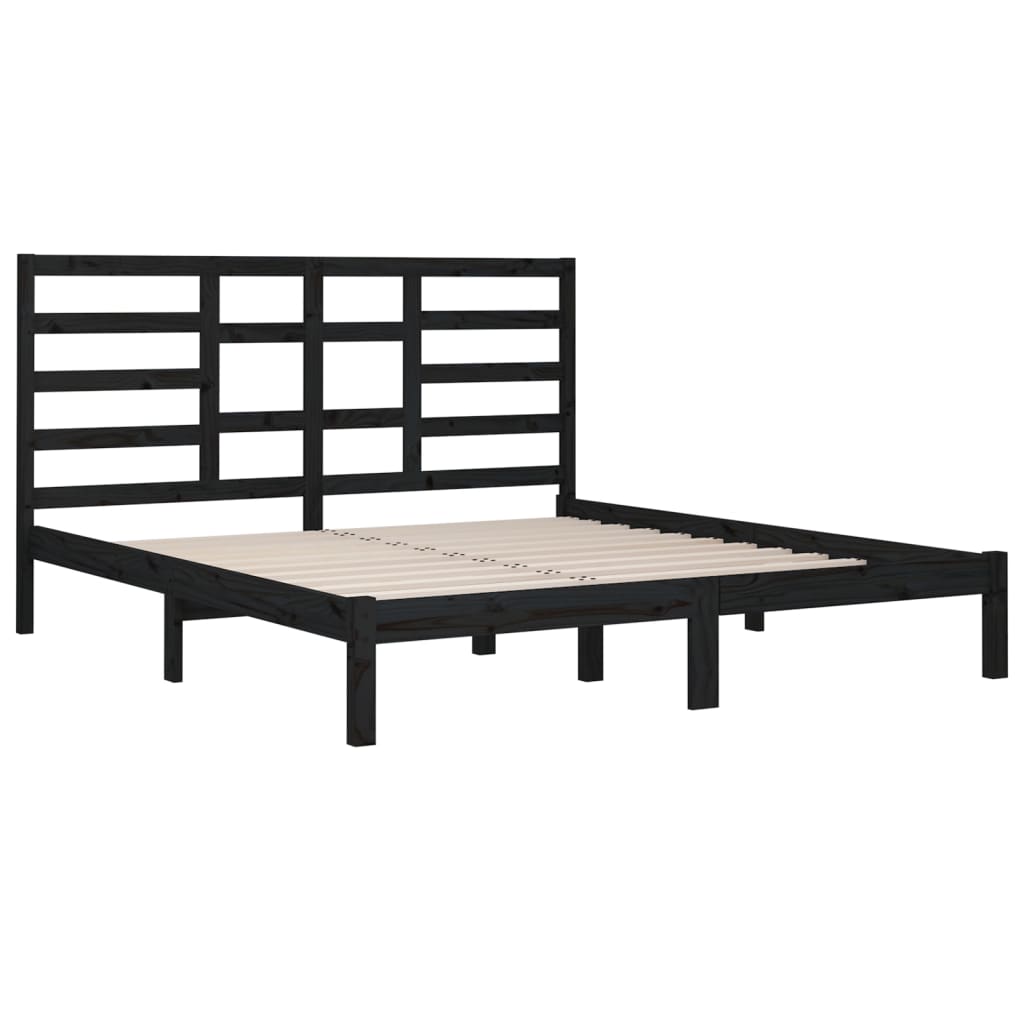 Bedframe Massief Hout Zwart 200X200 Cm