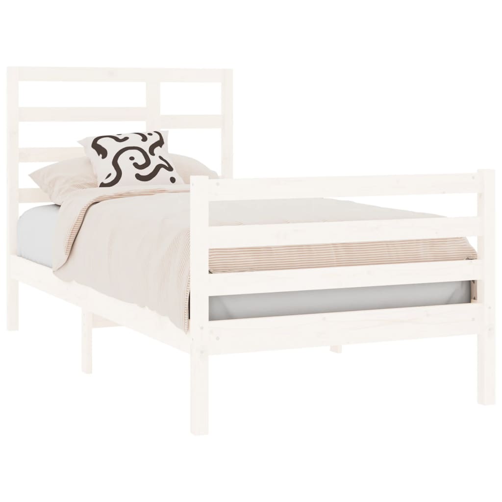 Bedframe Massief Hout Wit 75X190 Cm 2Ft6 Small Single