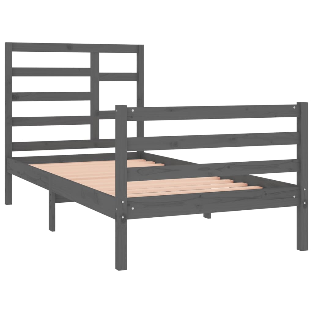 Bedframe Massief Hout Grijs 75X190 Cm 2Ft6 Small Single