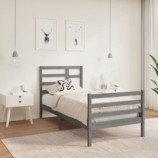Bedframe Massief Hout Grijs 75X190 Cm 2Ft6 Small Single