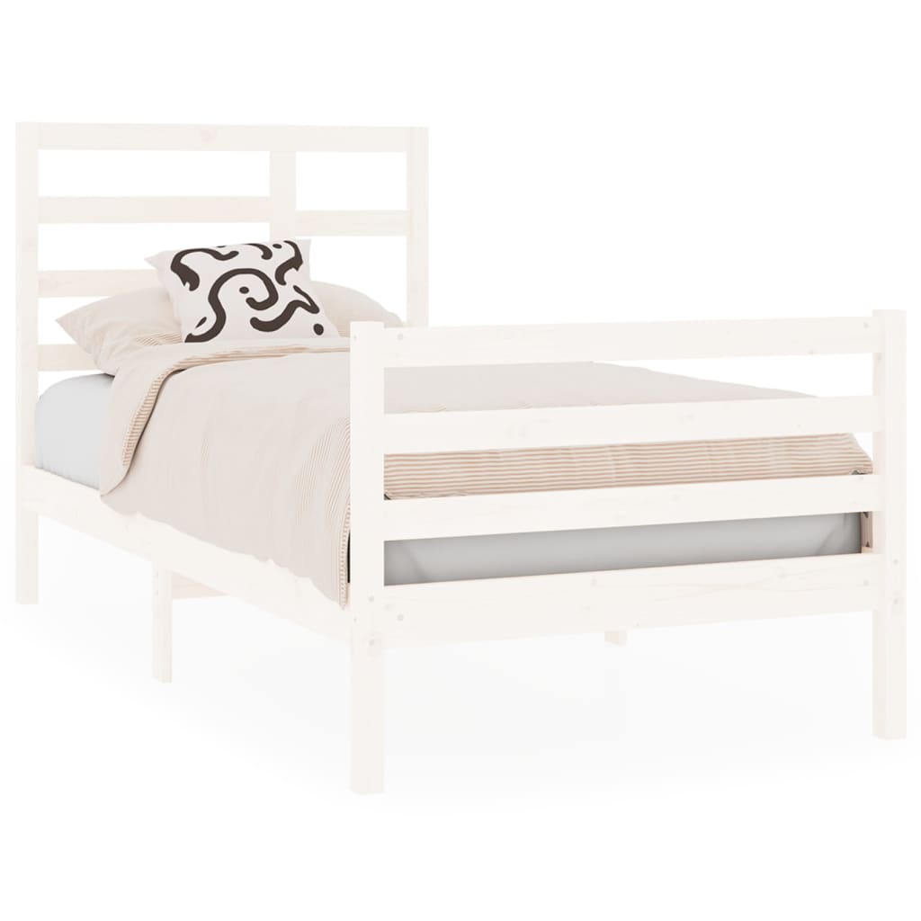 Bedframe Massief Hout Wit 90X190 Cm 3Ft Single