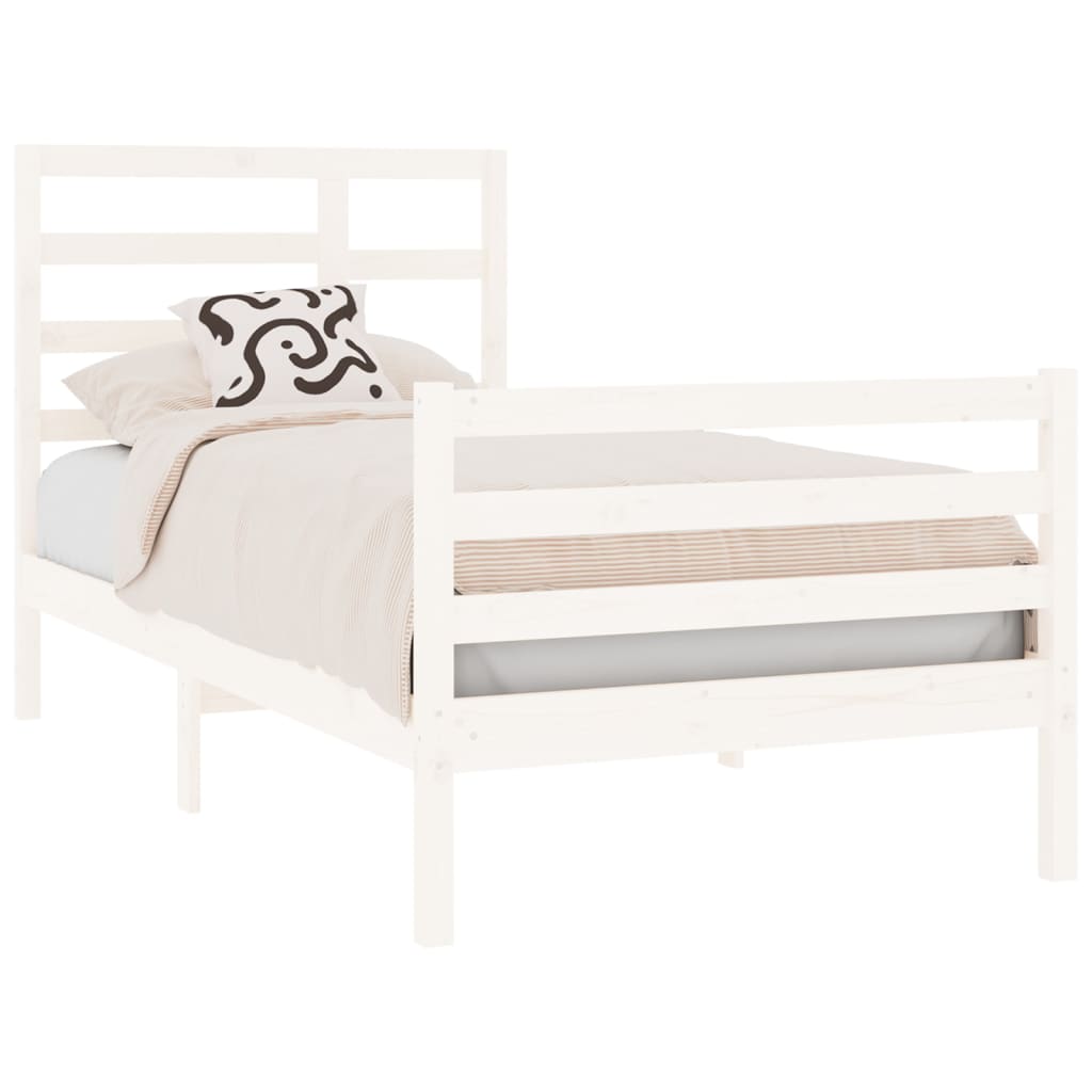Bedframe Massief Hout Wit 90X190 Cm 3Ft Single