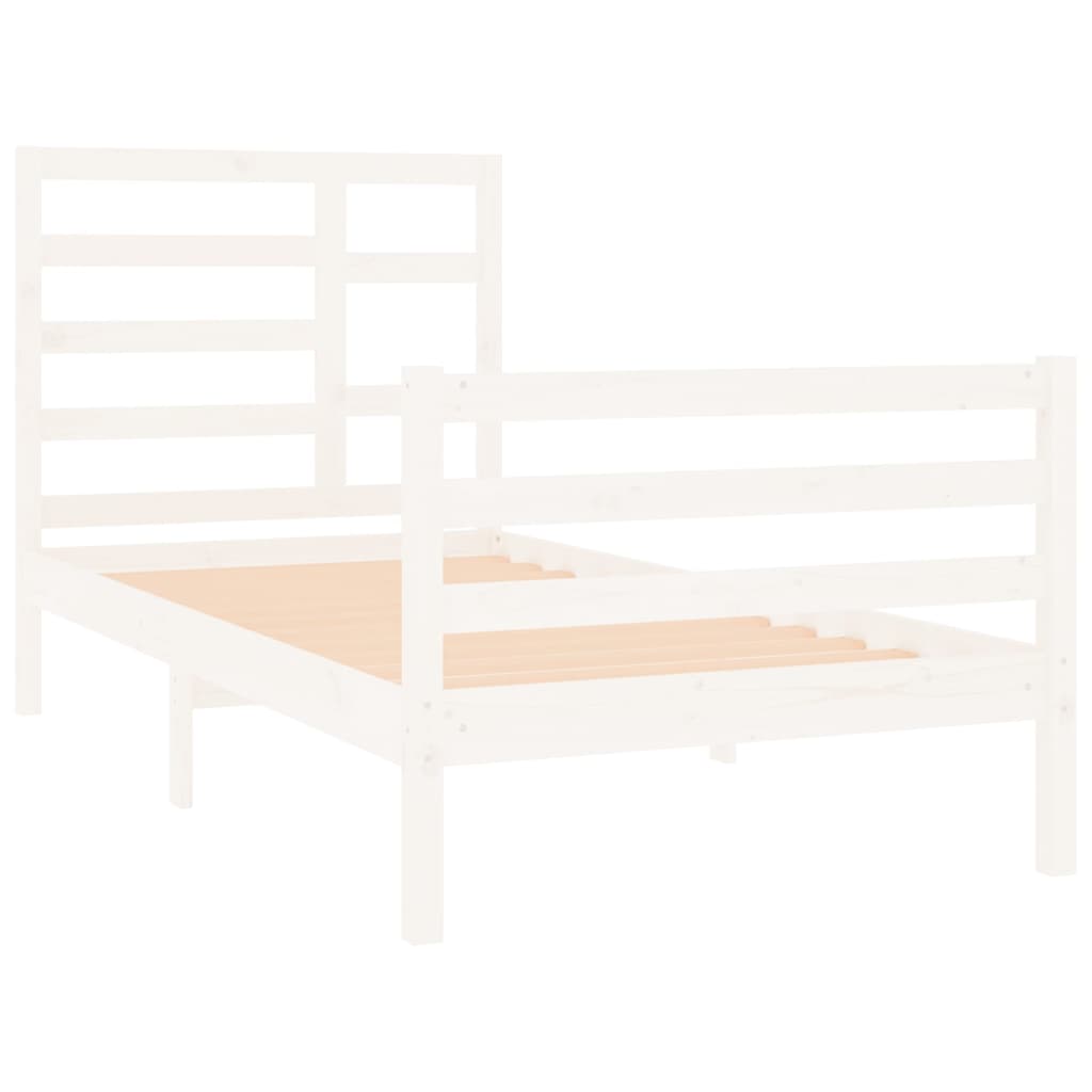 Bedframe Massief Hout Wit 90X190 Cm 3Ft Single