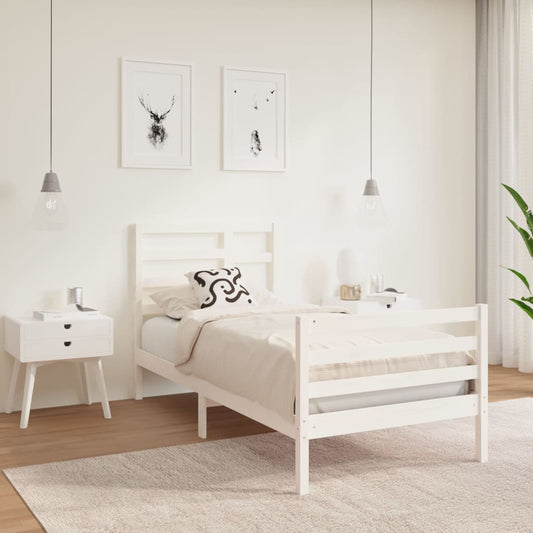 Bedframe Massief Hout Wit 90X190 Cm 3Ft Single