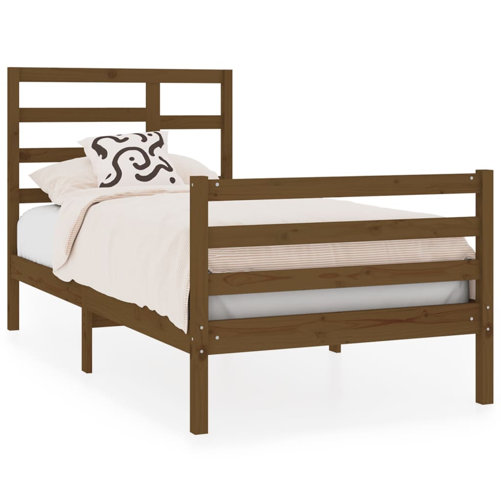 Bedframe Massief Hout Honingbruin 90X190 Cm 3Ft Single