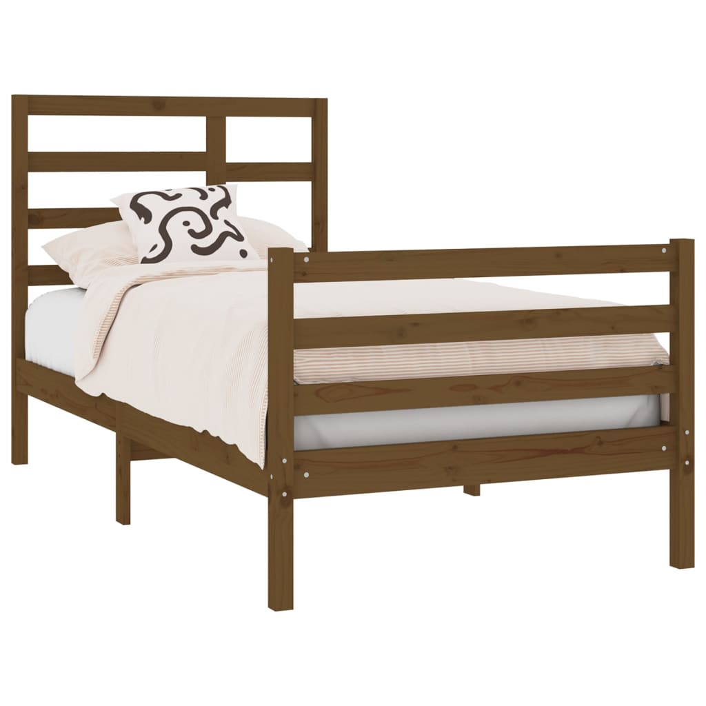 Bedframe Massief Hout Honingbruin 90X190 Cm 3Ft Single