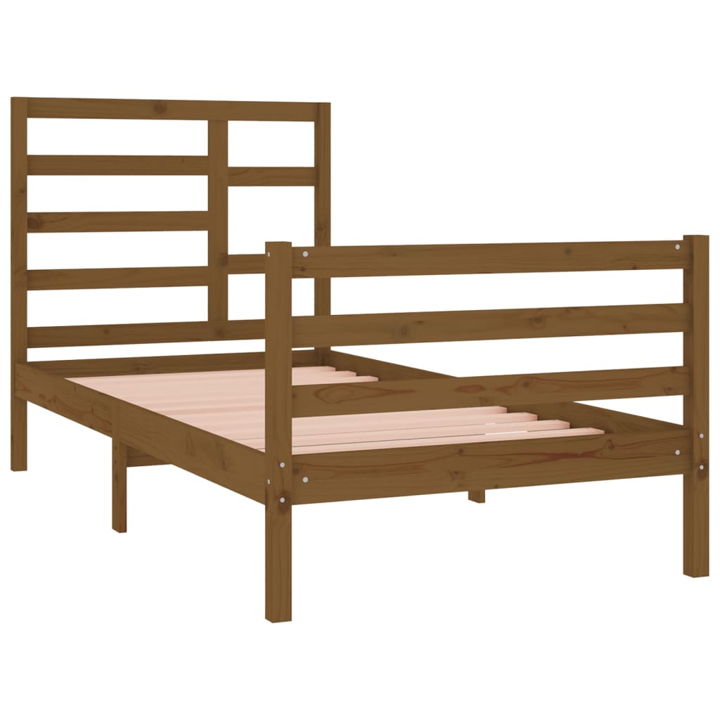 Bedframe Massief Hout Honingbruin 90X190 Cm 3Ft Single
