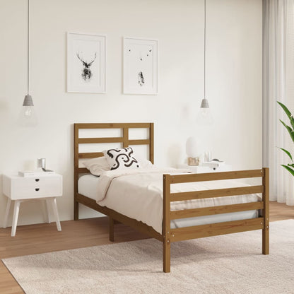 Bedframe Massief Hout Honingbruin 90X190 Cm 3Ft Single