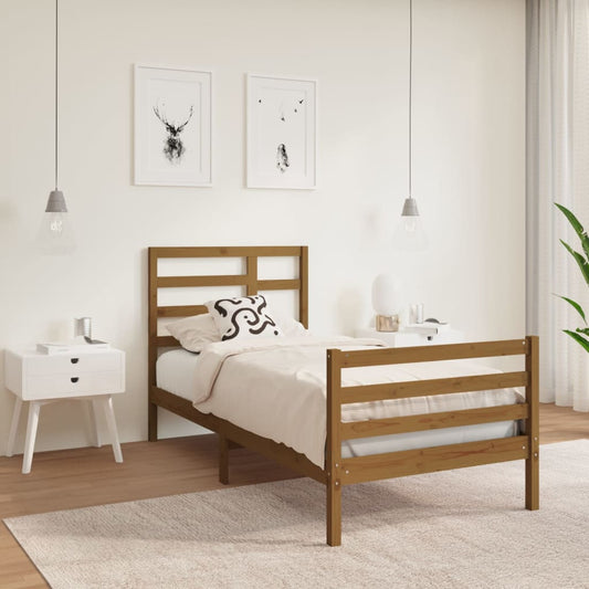 Bedframe Massief Hout Honingbruin 90X190 Cm 3Ft Single