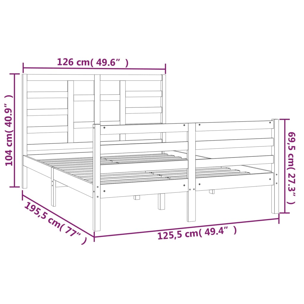 Bedframe Massief Hout 120X190 Cm 4Ft Small Double