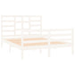 Bedframe Massief Hout Wit 135X190 Cm 4Ft6 Double
