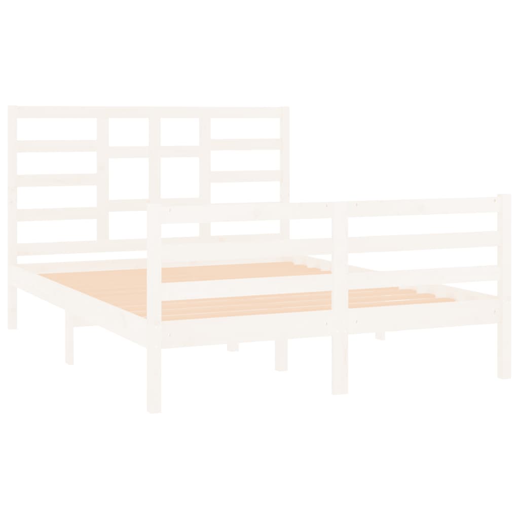 Bedframe Massief Hout Wit 135X190 Cm 4Ft6 Double