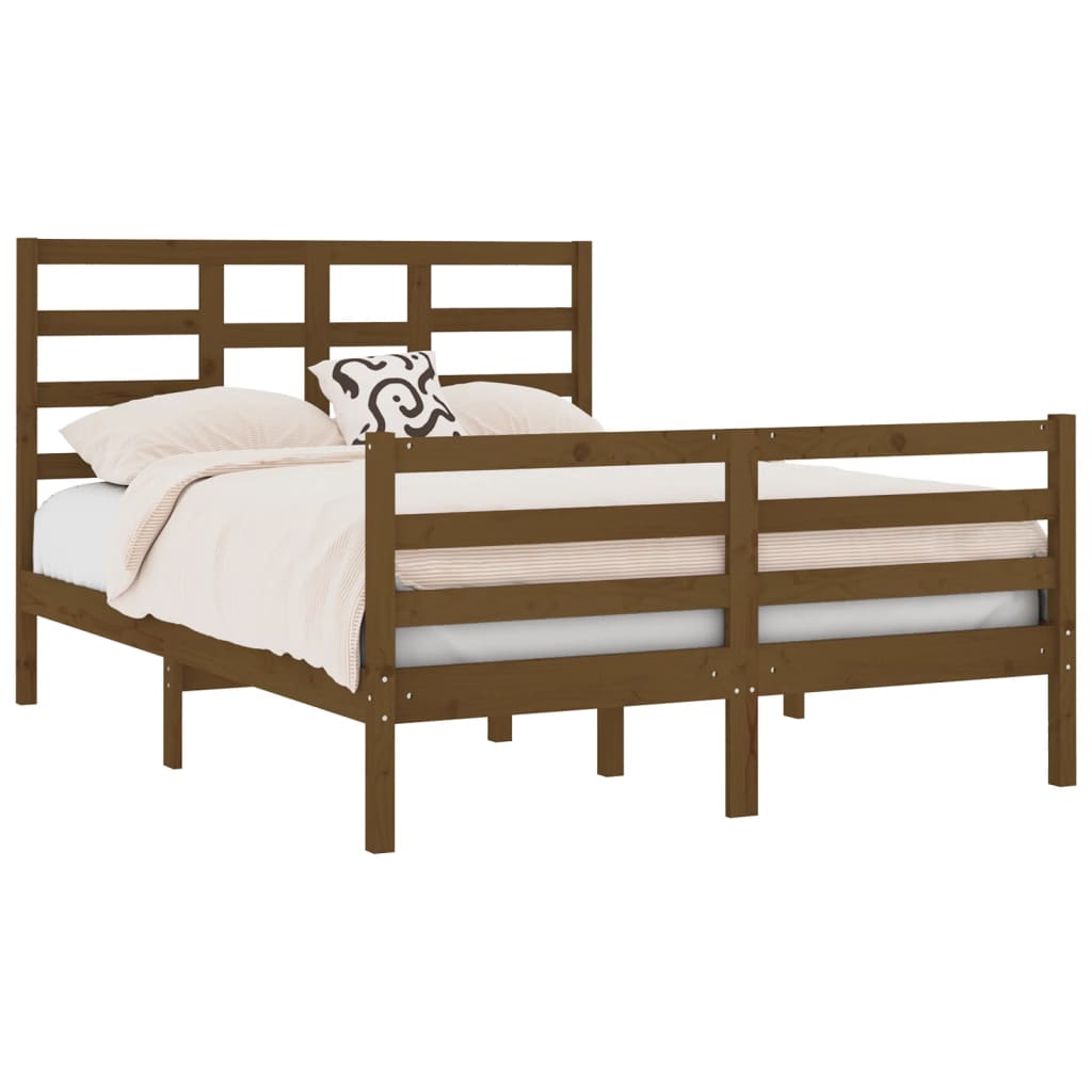 Bedframe Massief Hout Honingbruin 135X190 Cm 4Ft6 Double