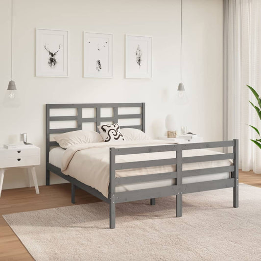 Bedframe Massief Hout Grijs 140X190 Cm