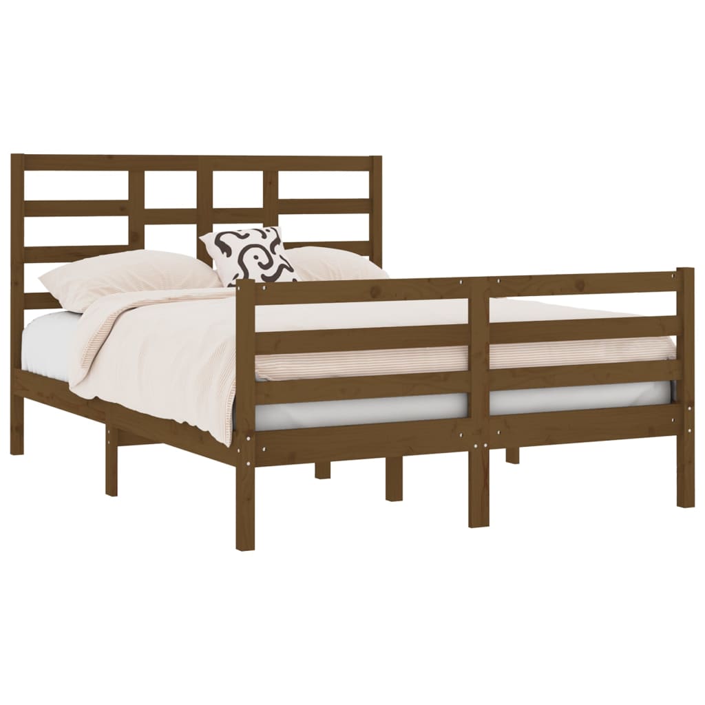 Bedframe Massief Hout Honingbruin 140X190 Cm