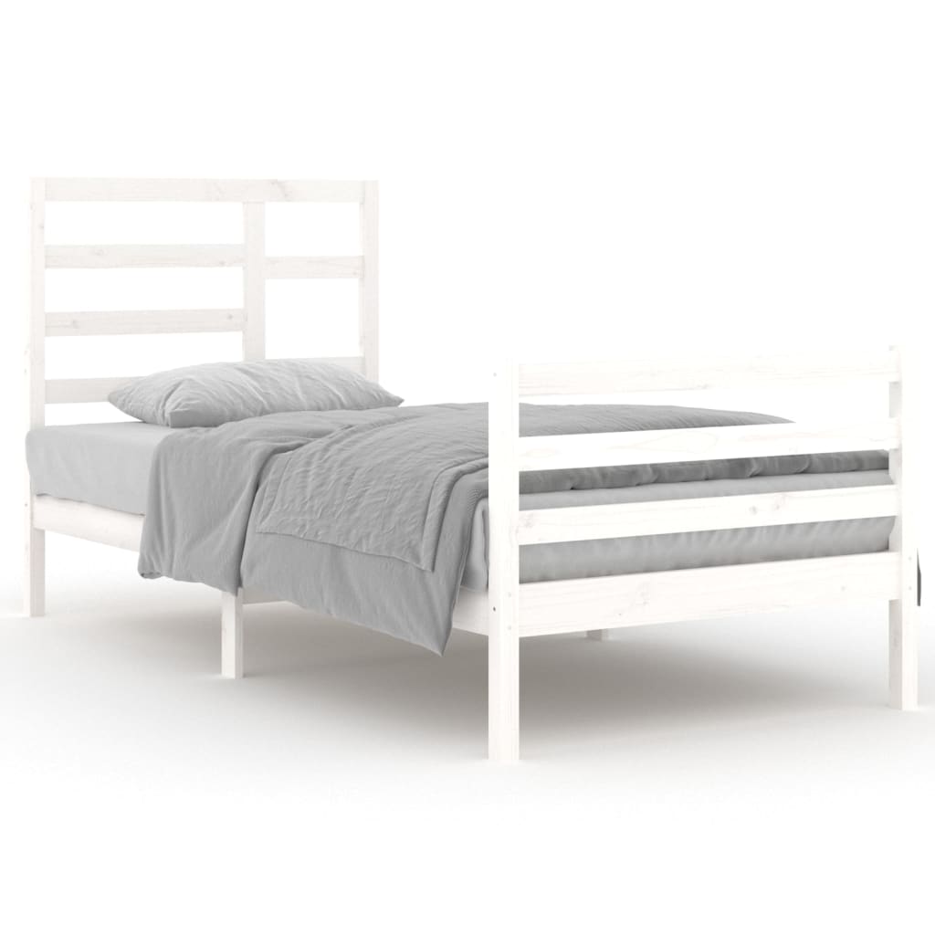 Bedframe Massief Hout Wit 90X200 Cm