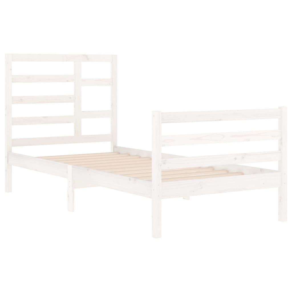 Bedframe Massief Hout Wit 90X200 Cm
