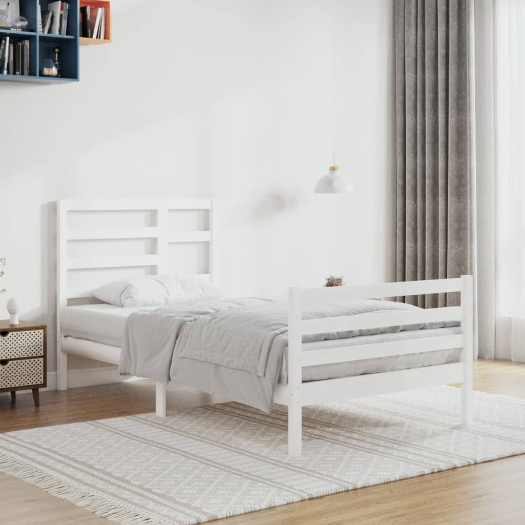 Bedframe Massief Hout Wit 90X200 Cm