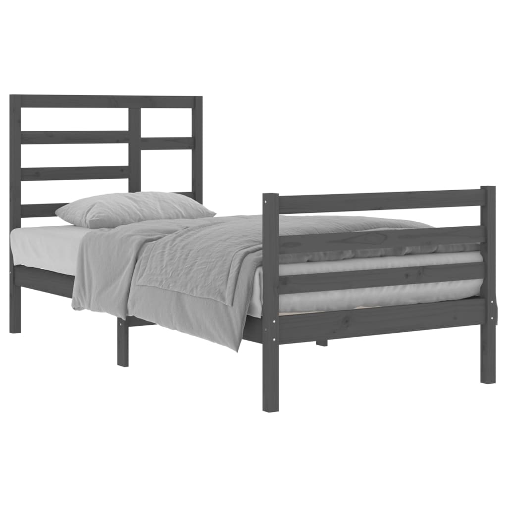 Bedframe Massief Hout Grijs 90X200 Cm