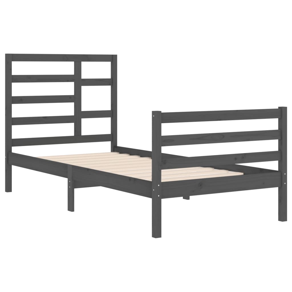 Bedframe Massief Hout Grijs 90X200 Cm