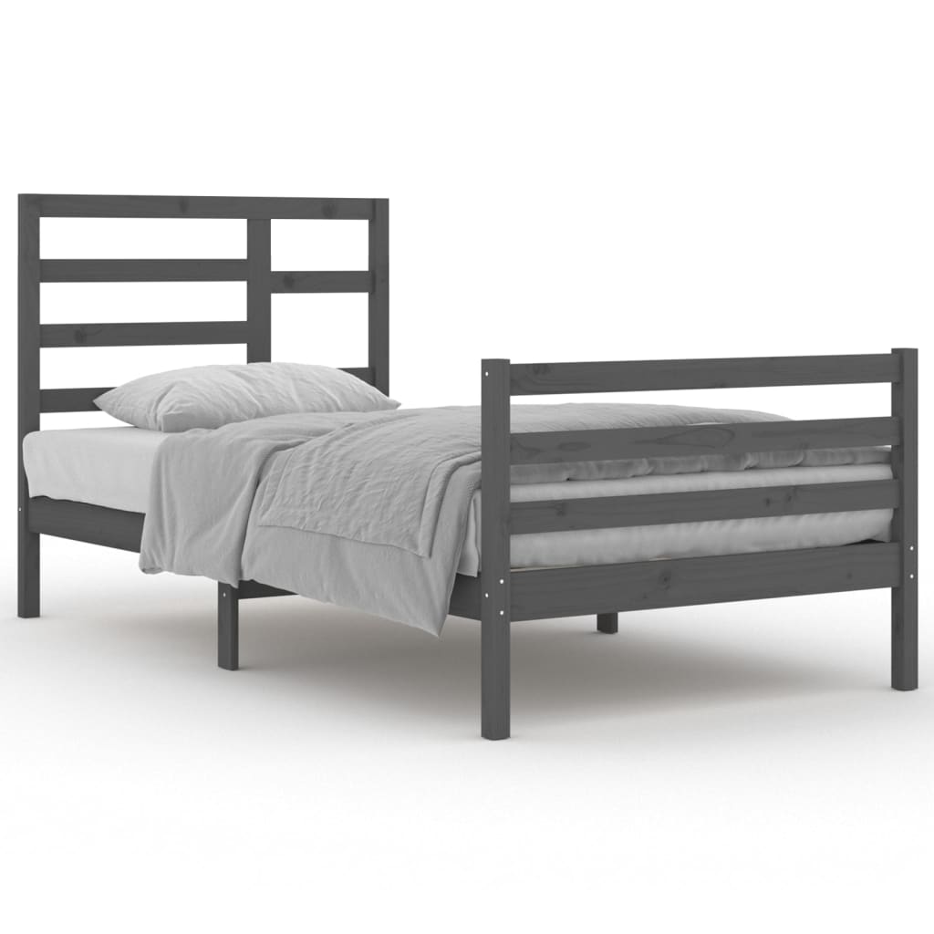 Bedframe Massief Hout Grijs 100X200 Cm