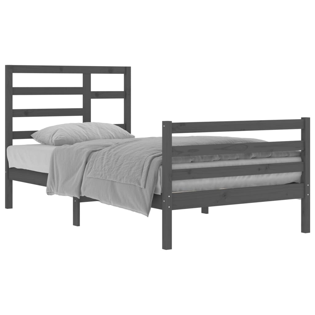 Bedframe Massief Hout Grijs 100X200 Cm