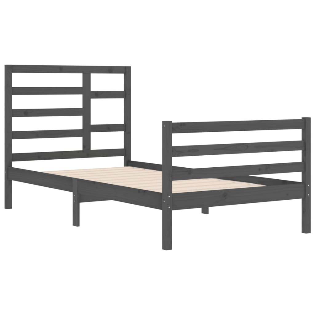 Bedframe Massief Hout Grijs 100X200 Cm