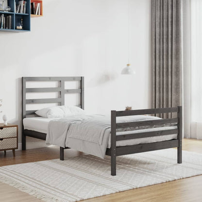 Bedframe Massief Hout Grijs 100X200 Cm