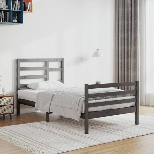 Bedframe Massief Hout Grijs 100X200 Cm