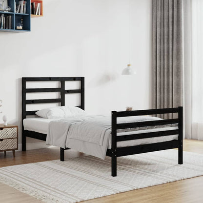 Bedframe Massief Hout Zwart 100X200 Cm