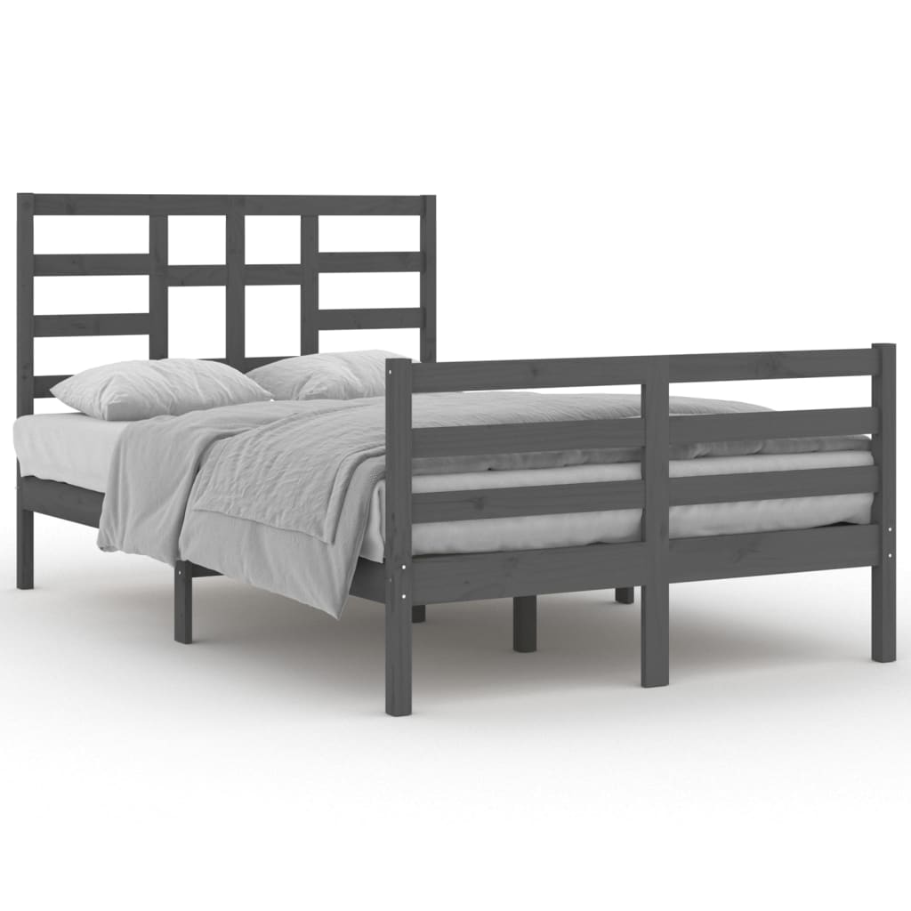 Bedframe Massief Hout Grijs 120X200 Cm