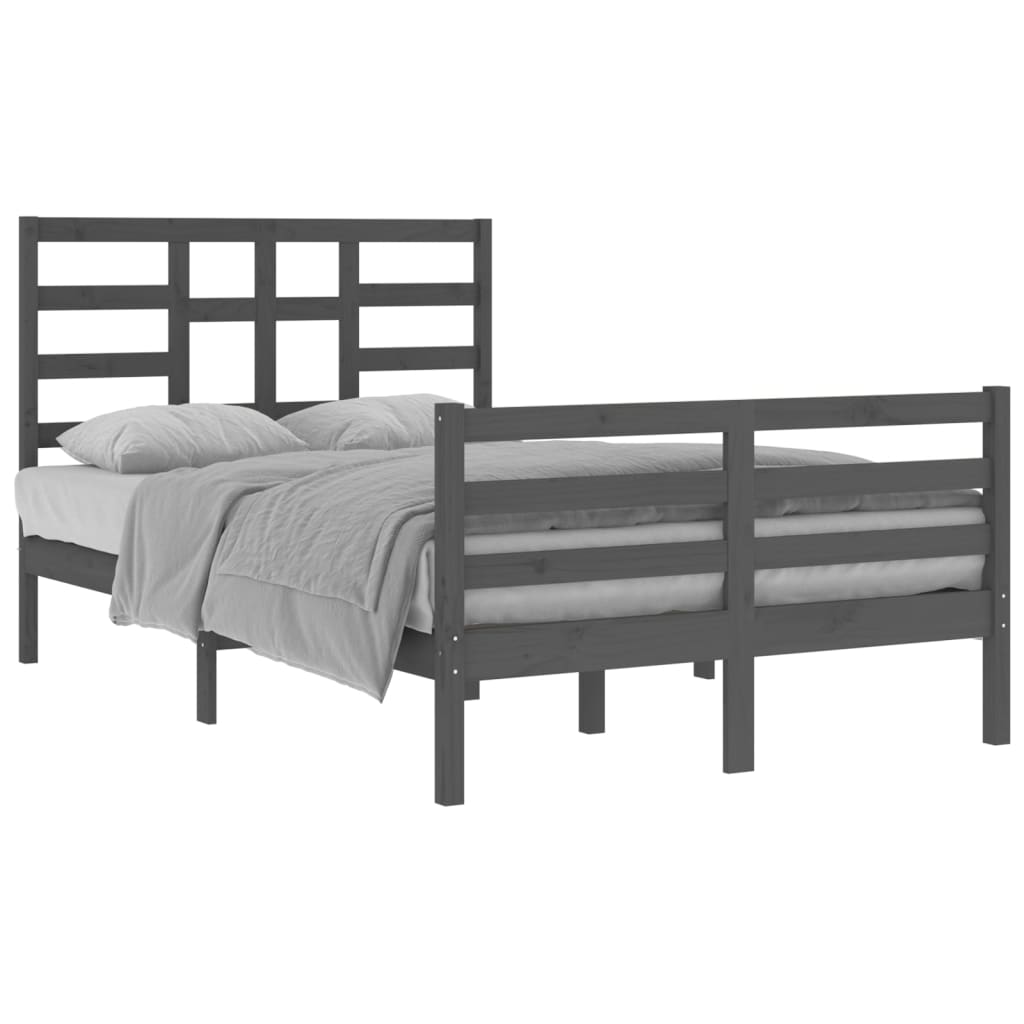 Bedframe Massief Hout Grijs 120X200 Cm