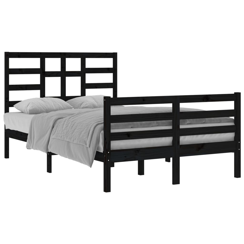 Bedframe Massief Hout Zwart 120X200 Cm