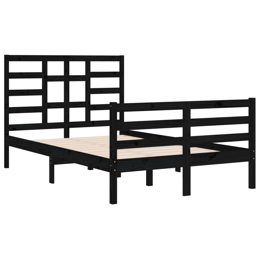 Bedframe Massief Hout Zwart 120X200 Cm