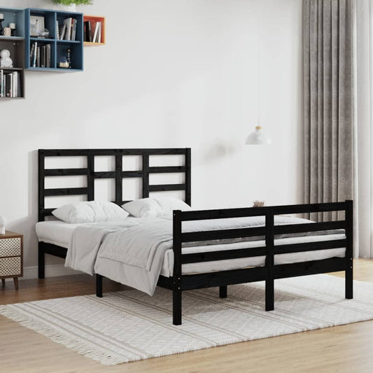 Bedframe Massief Hout Zwart 120X200 Cm