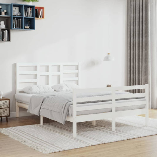 Bedframe Massief Hout Wit 140X200 Cm