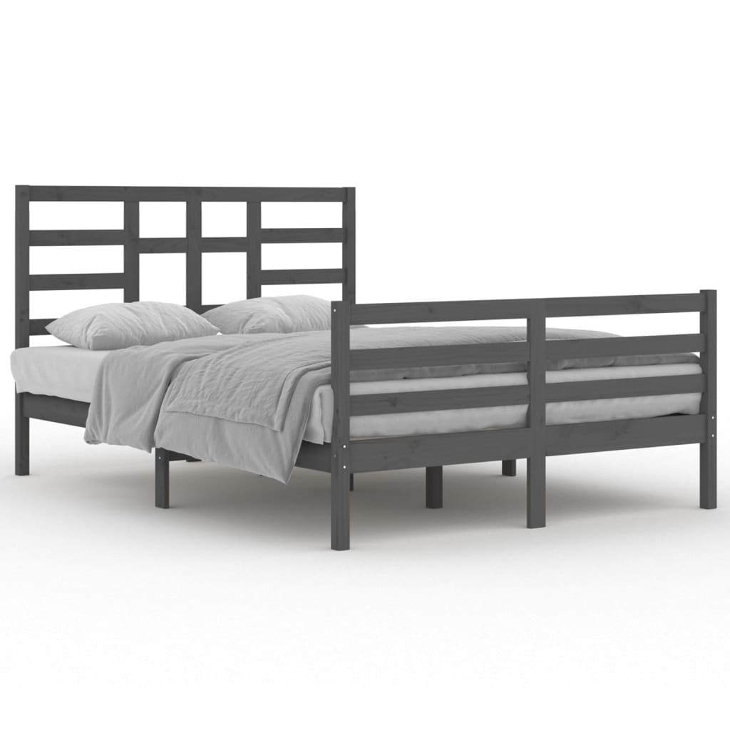 Bedframe Massief Hout Grijs 140X200 Cm