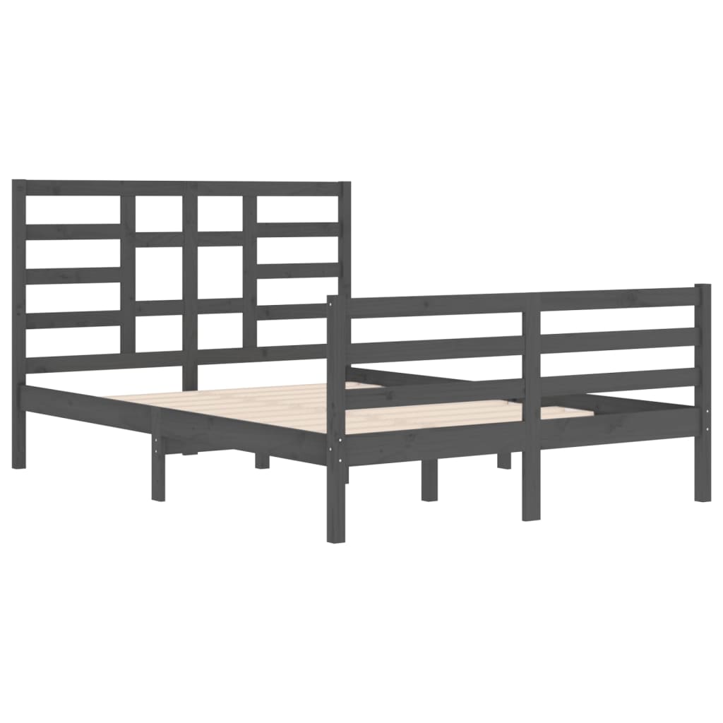 Bedframe Massief Hout Grijs 140X200 Cm