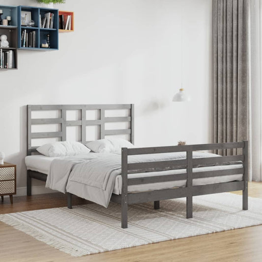 Bedframe Massief Hout Grijs 140X200 Cm
